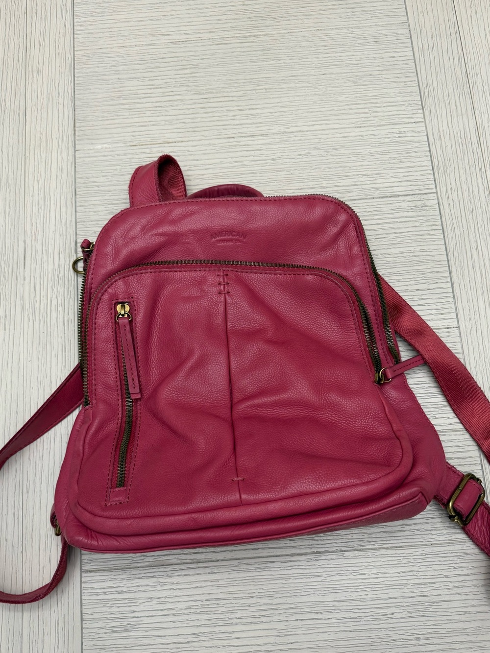 Peony Pink Pebbled Leather Backpack